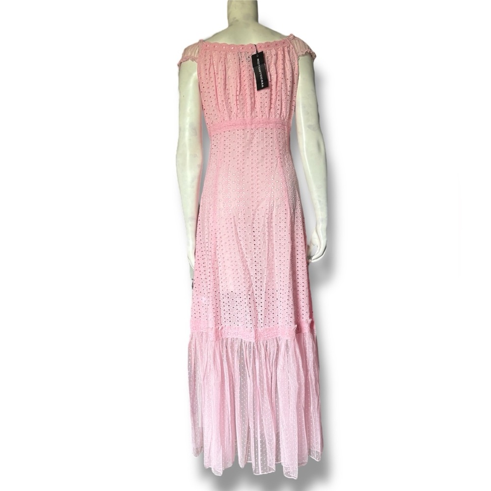 DollsKill | NWT’s Delia’s Y2K Bohemian Baby Pink Eyelet Tulle Western Maxi Dress - Picture 2 of 6